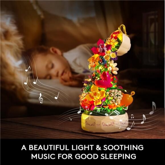 Flowers Music Box Building Block Kit with Light- 571PCS Mother's Day - Picture 5 of 7